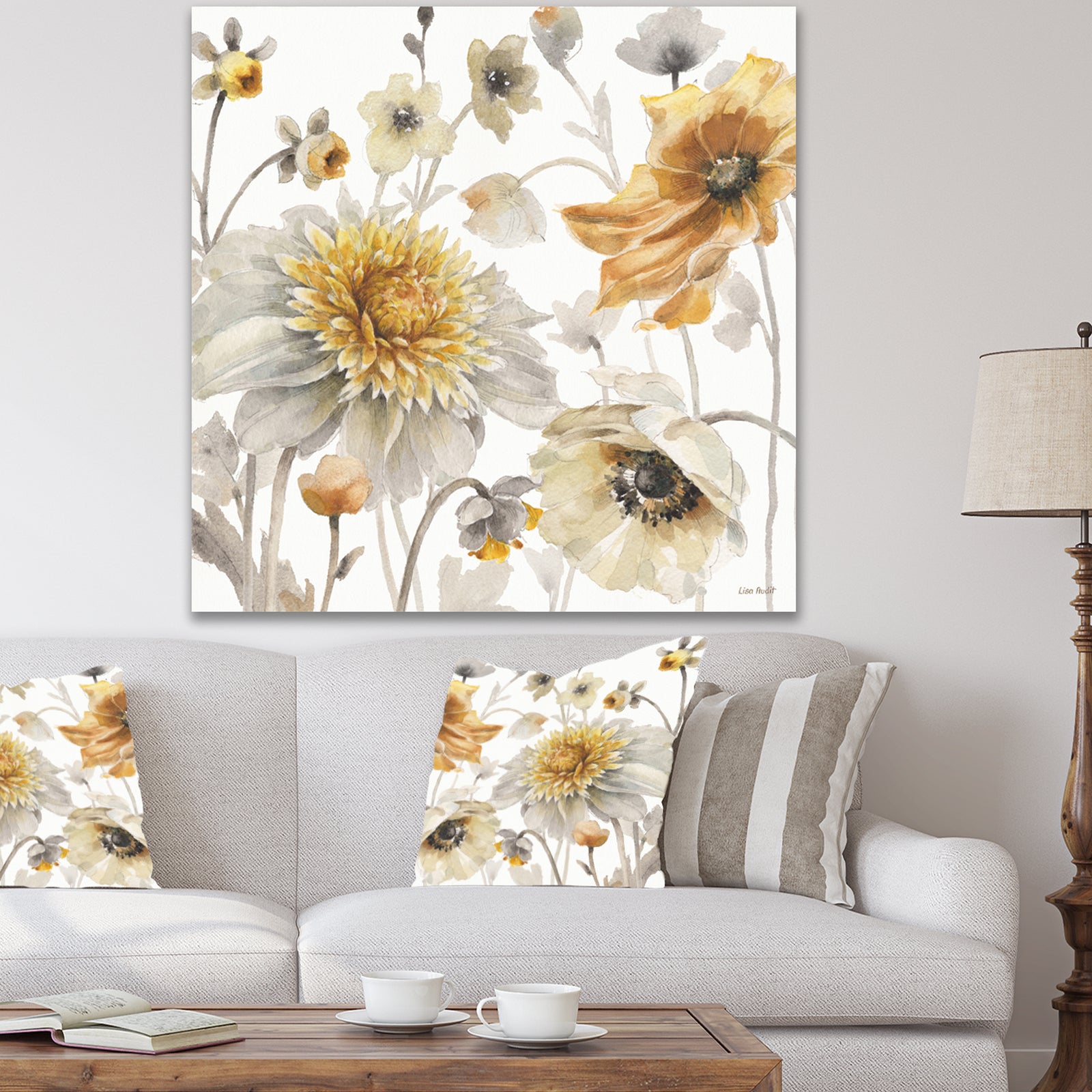 Fields of Gold Watercolor Flower VI - Traditional Canvas Artwork