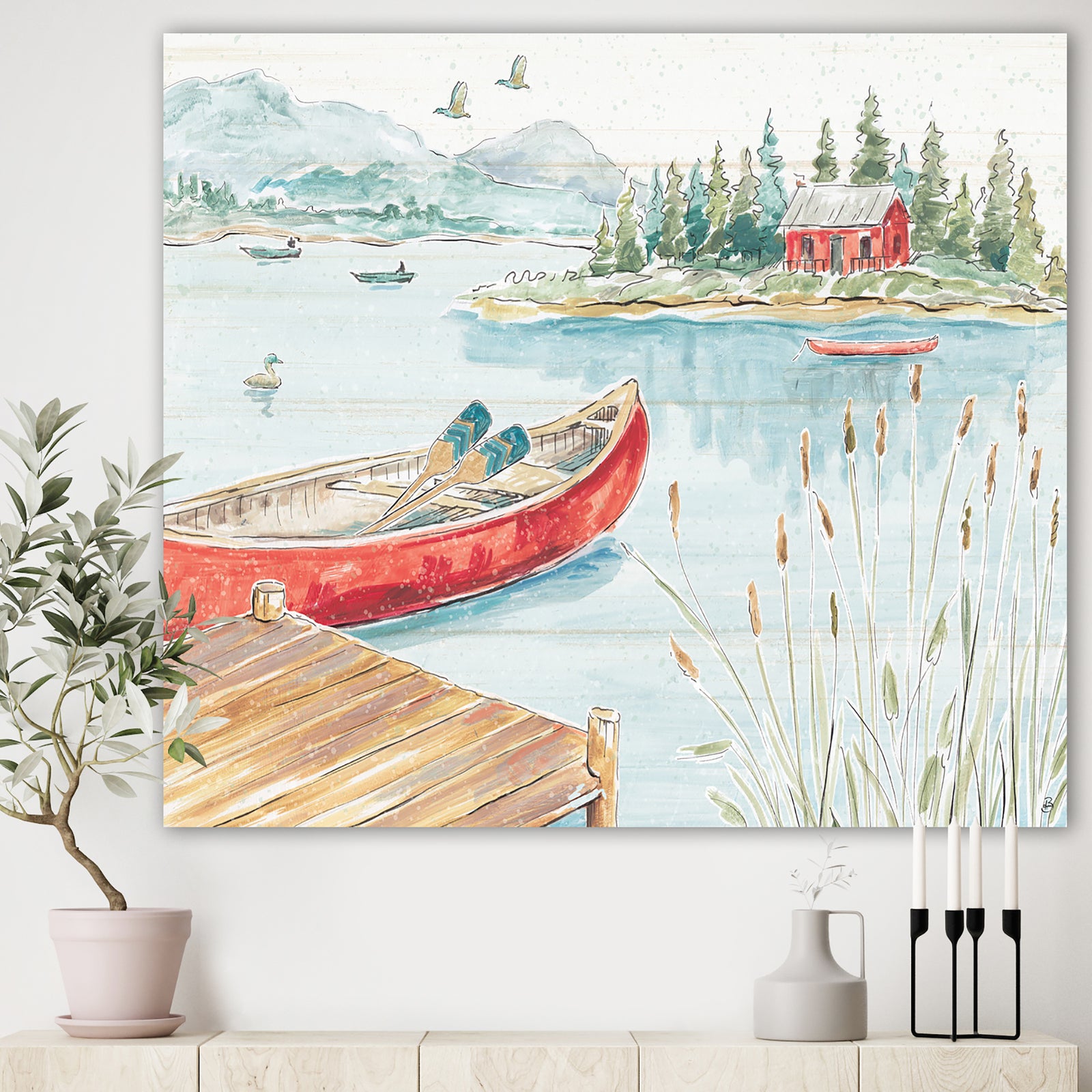 Lake House Canoes I - Lake House Canvas Artwork