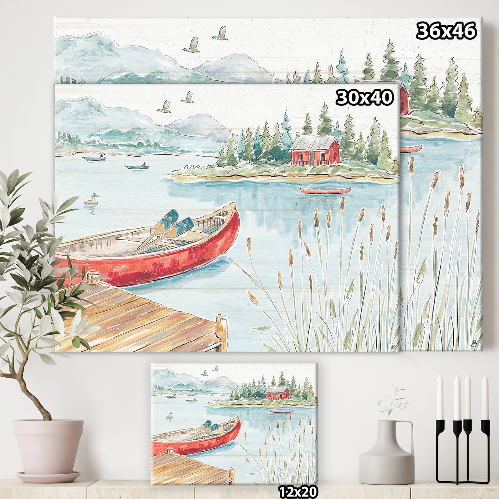 Lake House Canoes I - Lake House Canvas Artwork