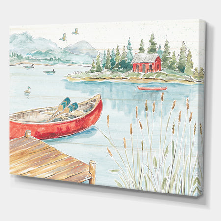 Lake House Canoes I - Lake House Canvas Artwork