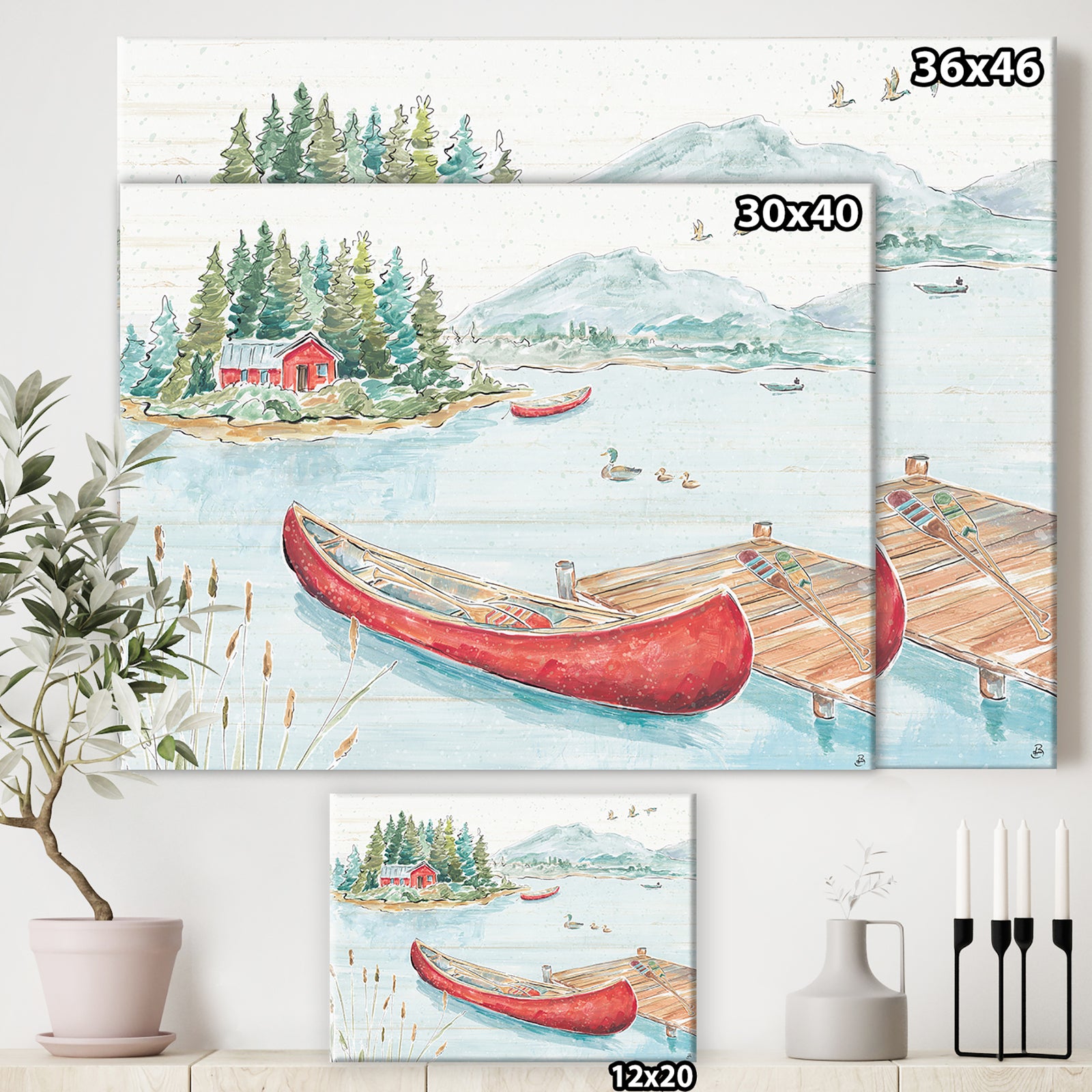 Lake House Canoes II - Lake House Canvas Art