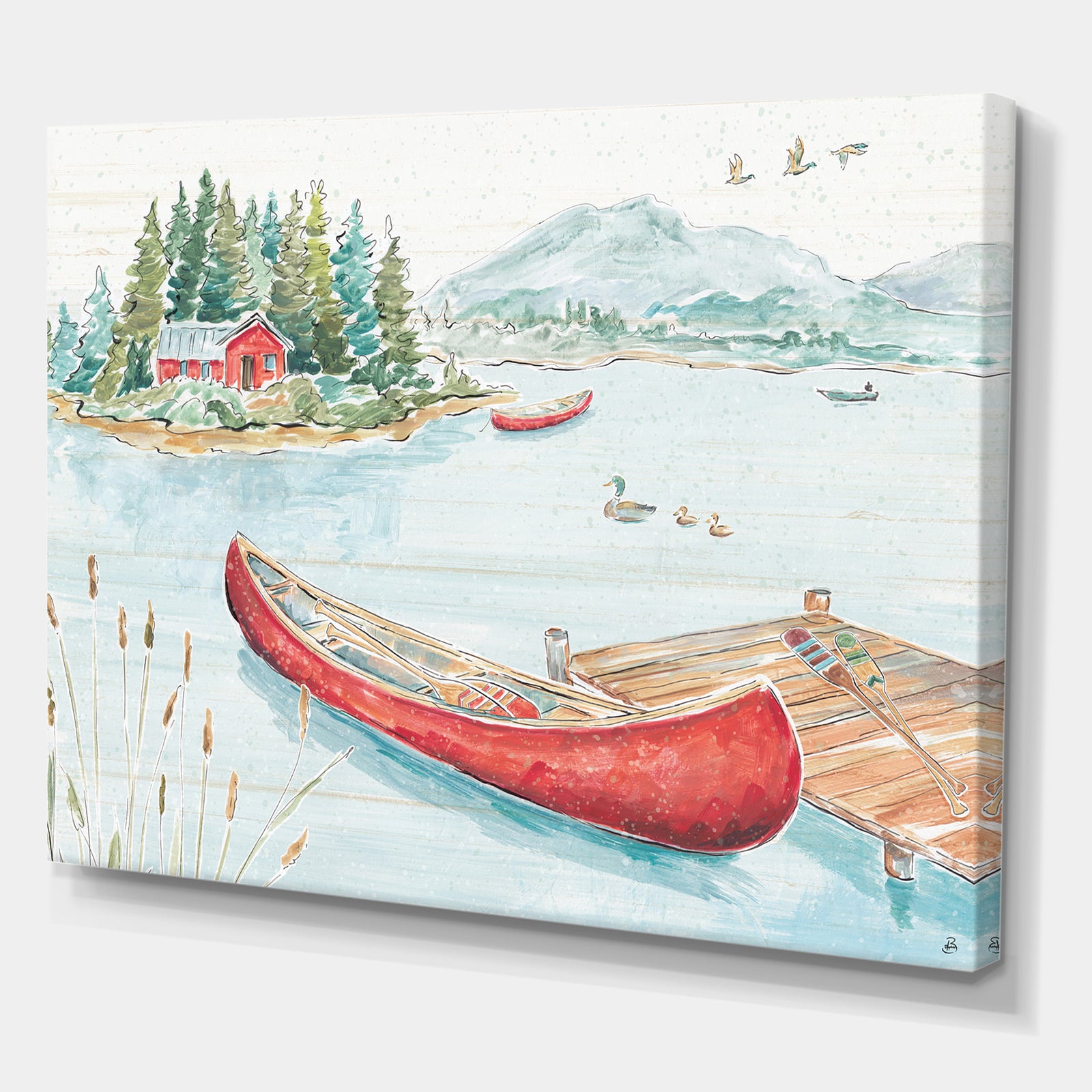 Lake House Canoes II - Lake House Canvas Art