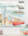 Lake House Canoes III - Lake House Premium Canvas Wall Art