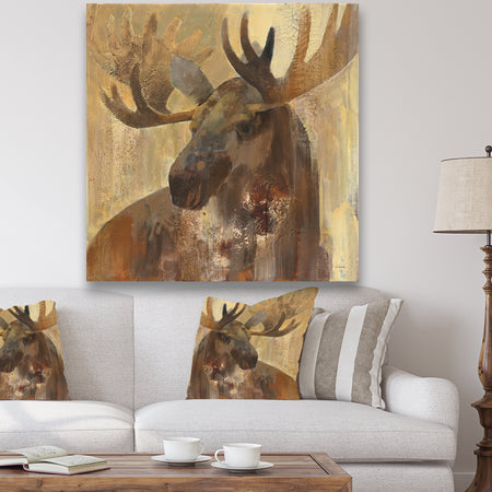 Into the Wild Gold Moose - Farmhouse Gallery-wrapped Canvas