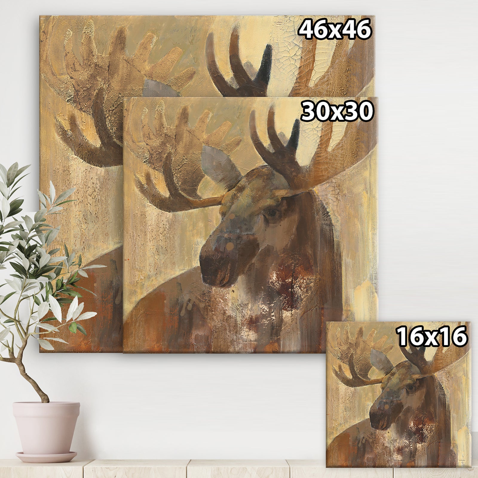 Into the Wild Gold Moose - Farmhouse Gallery-wrapped Canvas
