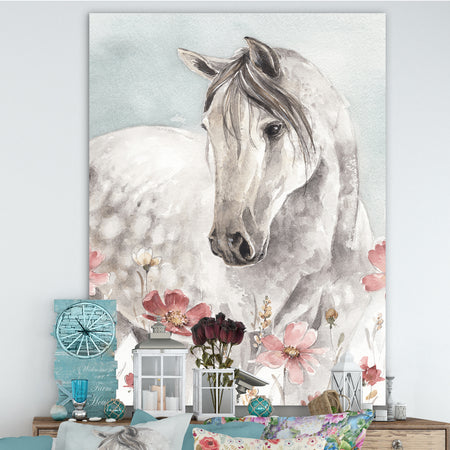 Watercolors Pink Wild Horses II - Premium Canvas Wall Art