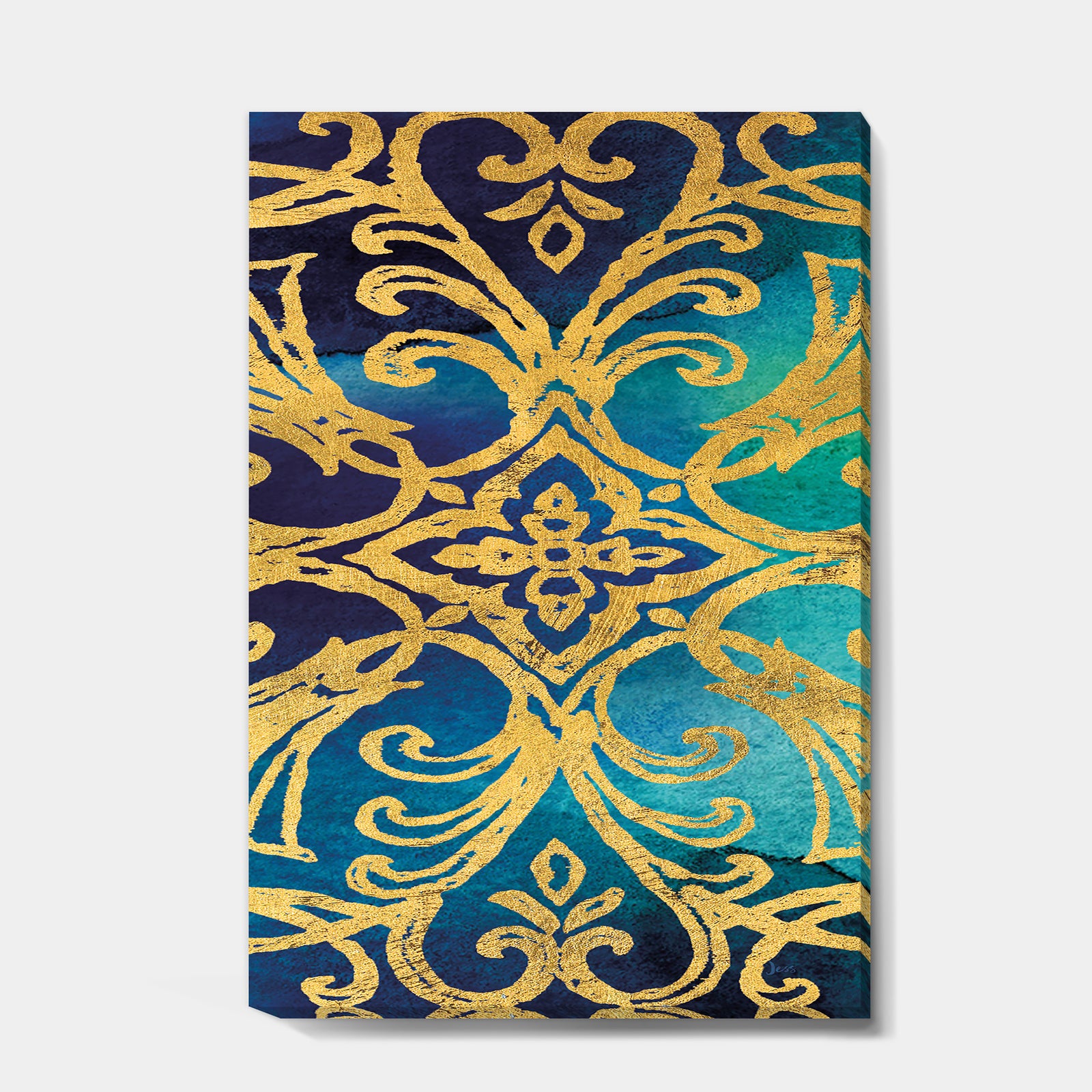 metallic Glam Indigo Form I - Transitional Canvas Artwork