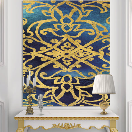 metallic Glam Indigo Form II - Transitional Canvas Art
