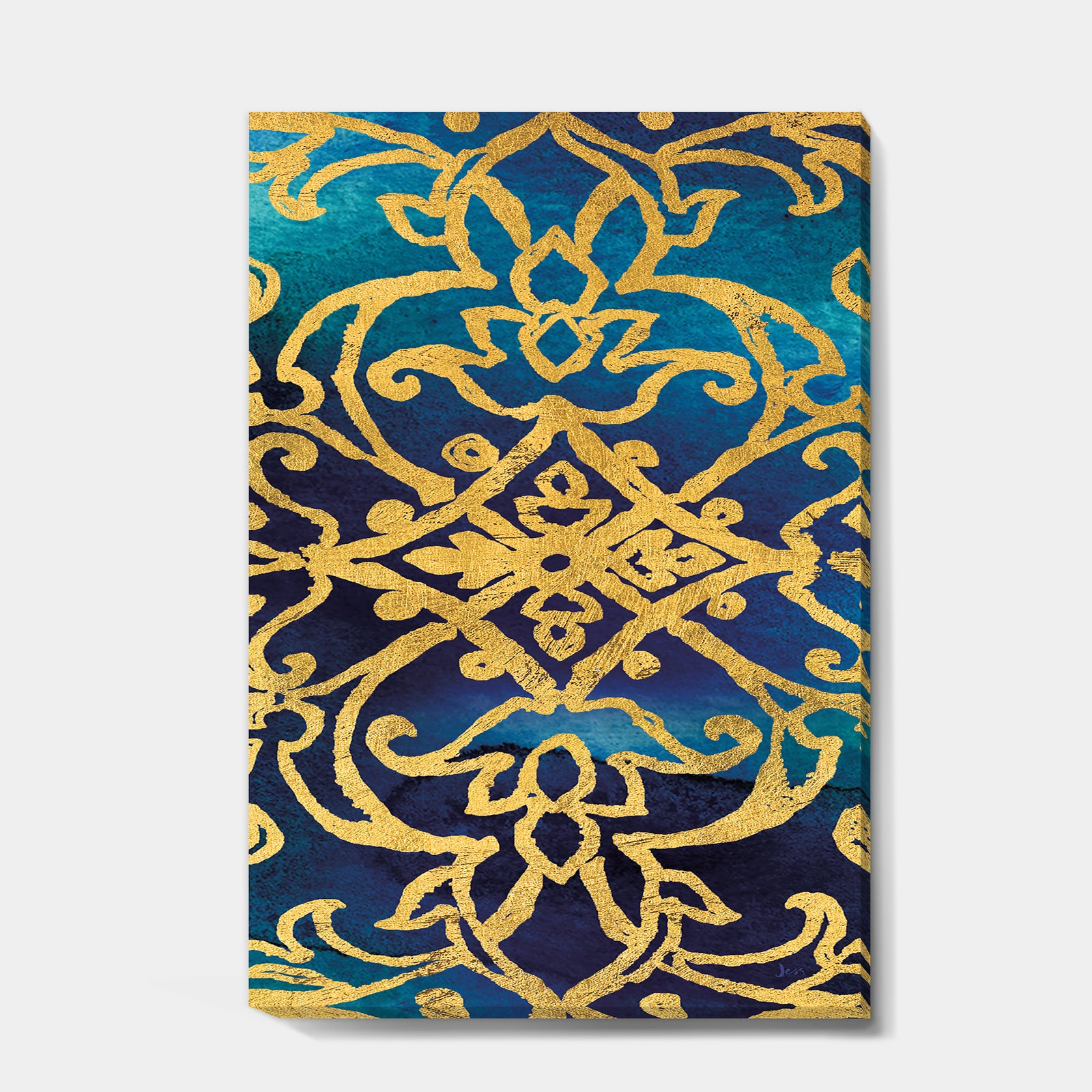 metallic Glam Indigo Form II - Transitional Canvas Art