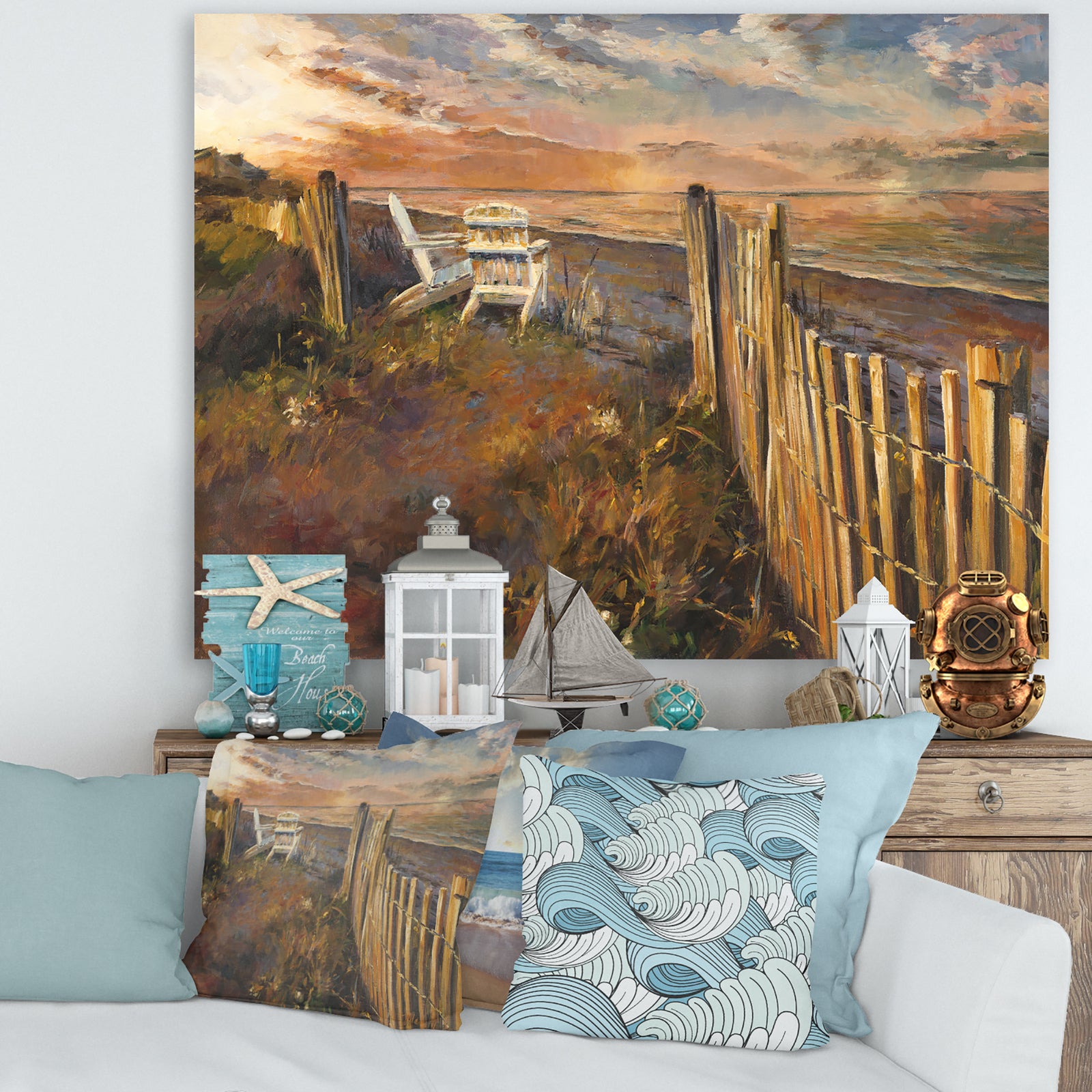 Dunes Sunset - Nautical & Coastal Gallery-wrapped Canvas