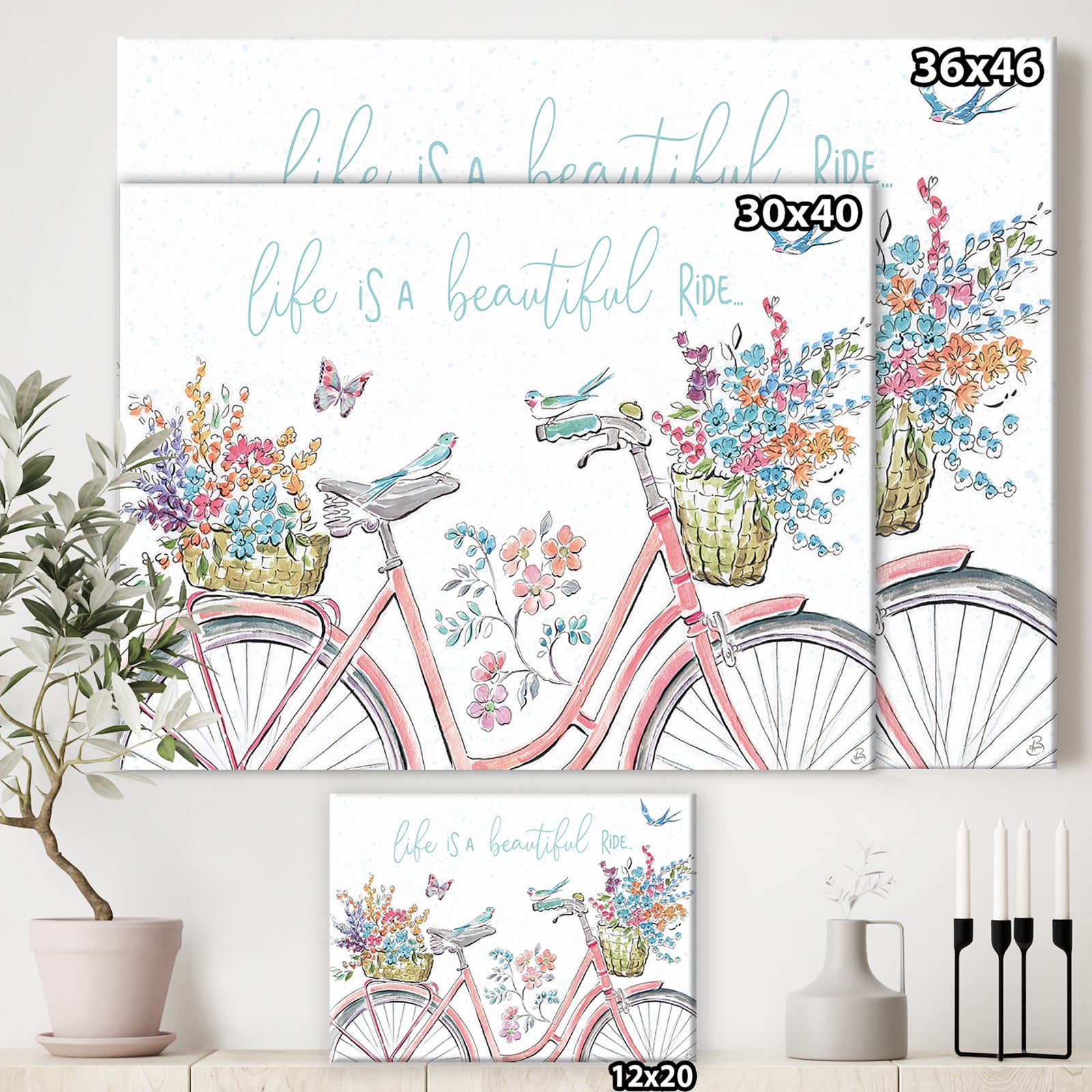 Spring Bike Bouquet - French Country Canvas Artwork