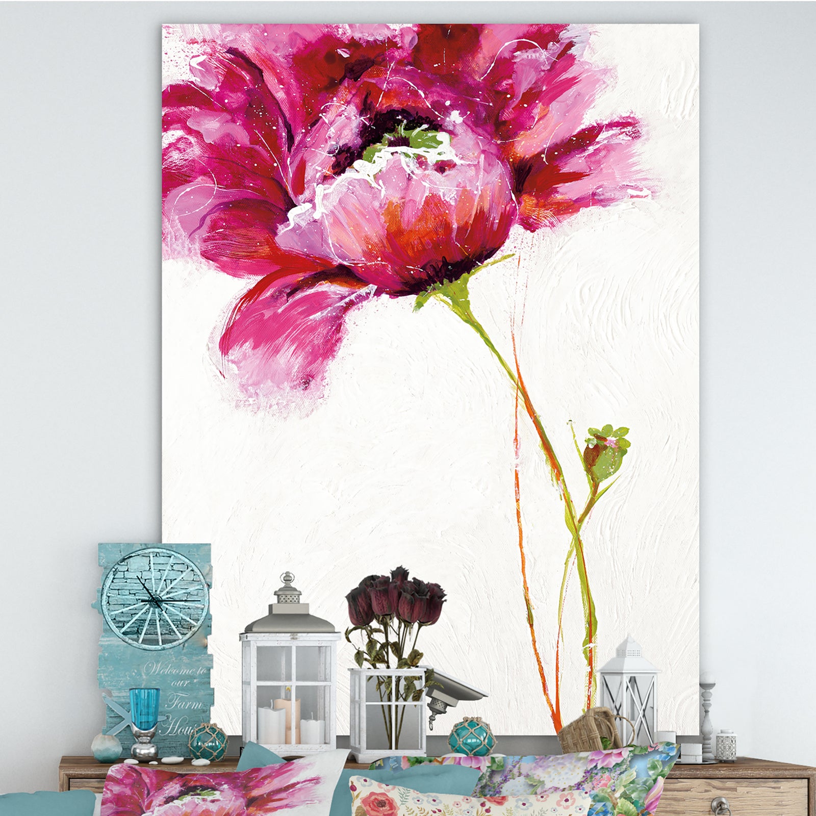 Big Red Blossoms - Floral Canvas Artwork