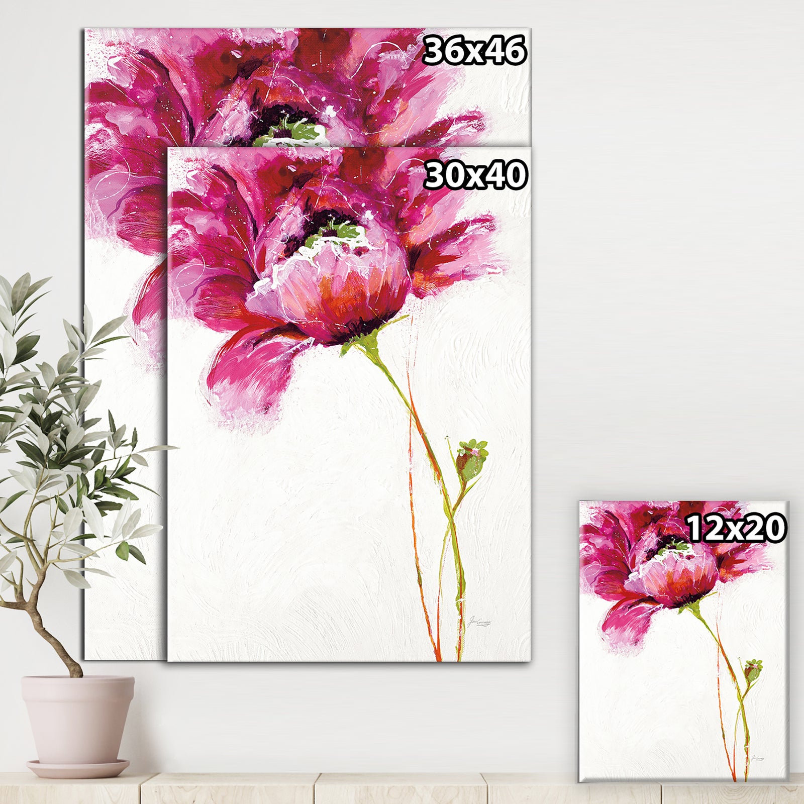 Big Red Blossoms - Floral Canvas Artwork