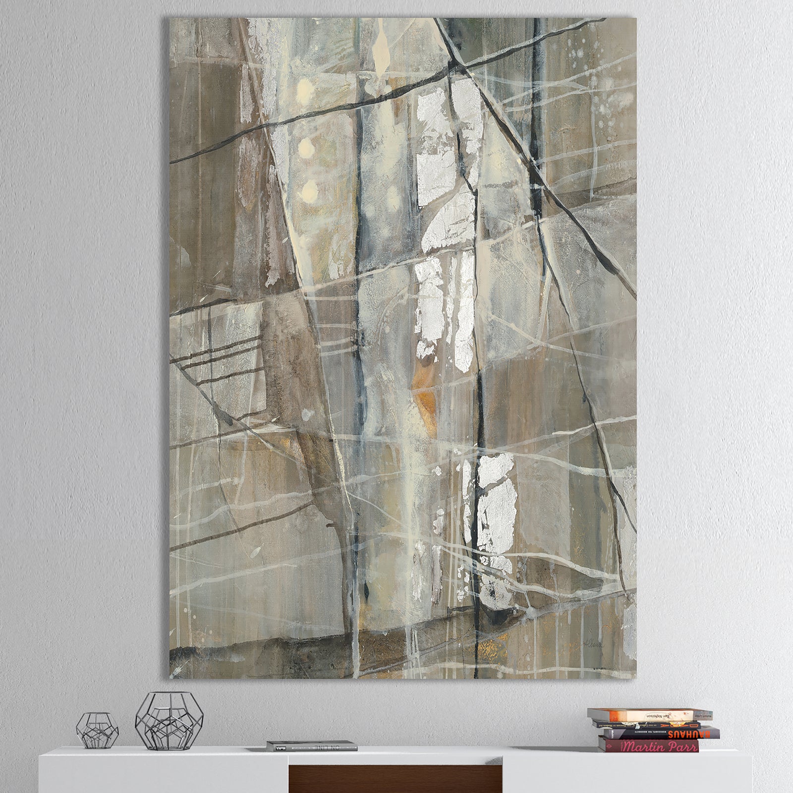 Grey Silver Geometric Composition - Modern Canvas Art