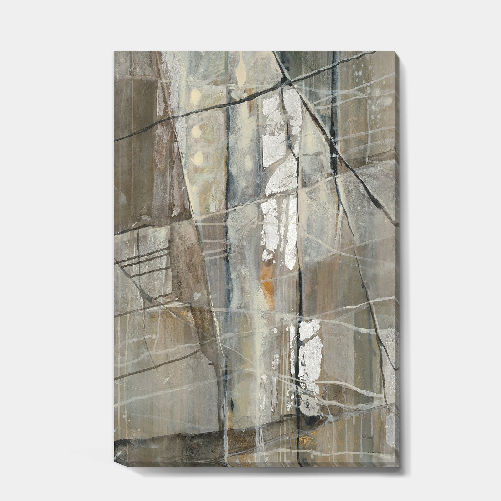 Grey Silver Geometric Composition - Modern Canvas Art