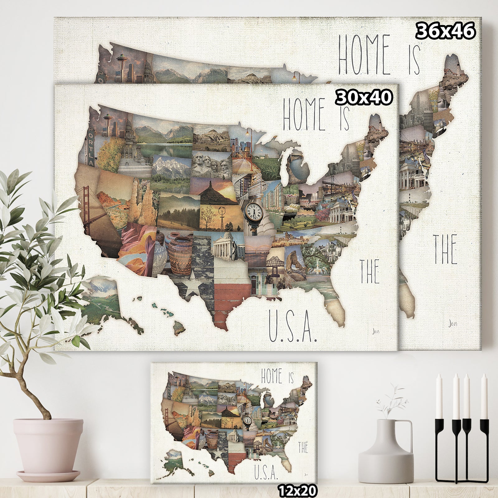 InstaStates Monuments Map - Map Canvas Artwork