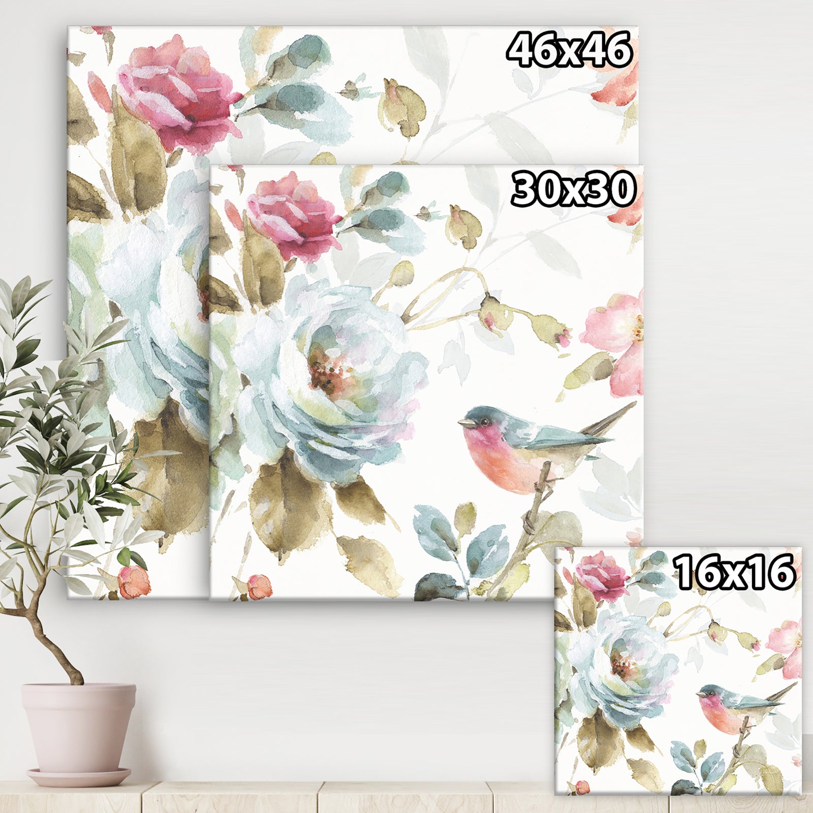 Beautiful Bird Romance I - Traditional Canvas Art