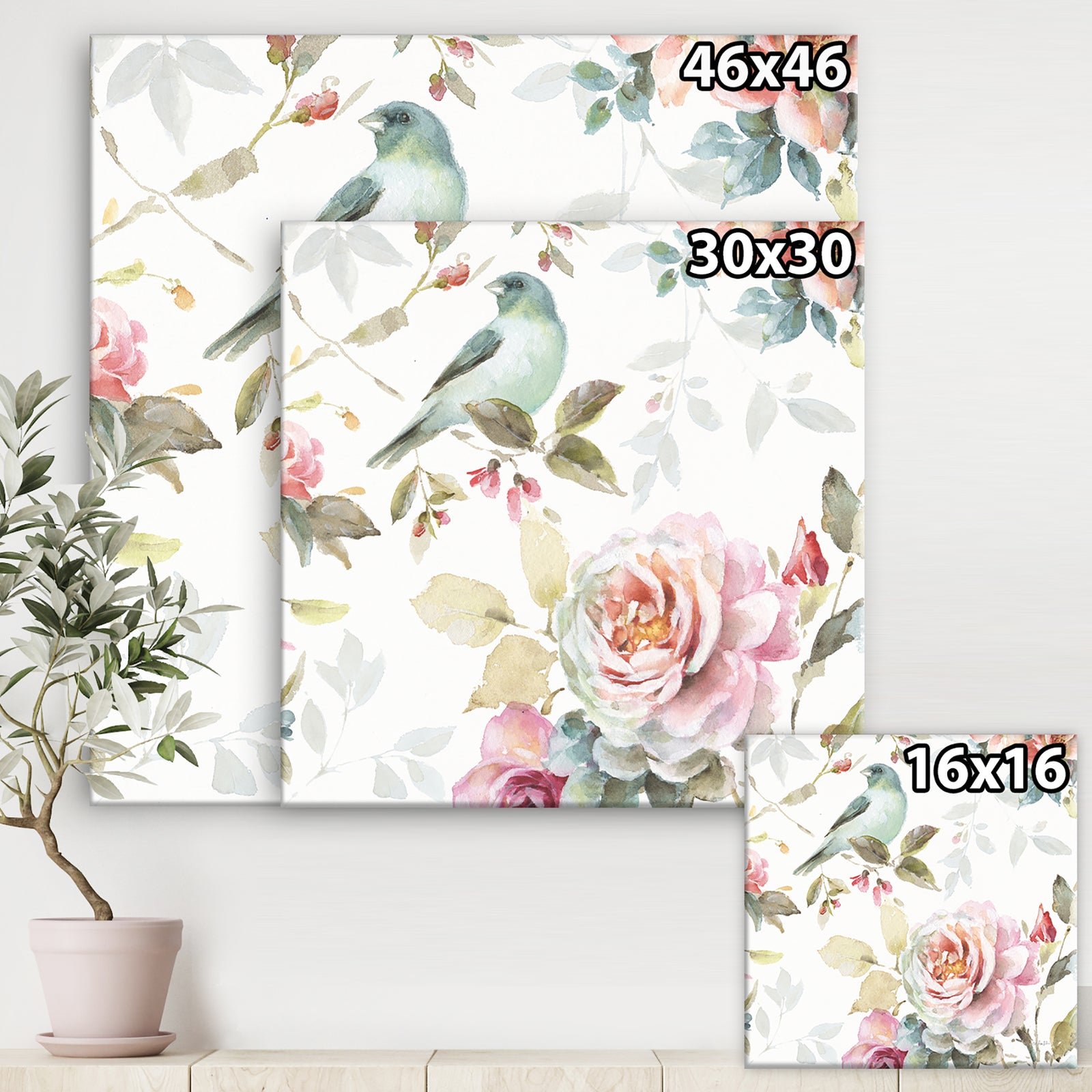 Beautiful Bird Romance II - Traditional Premium Canvas Wall Art