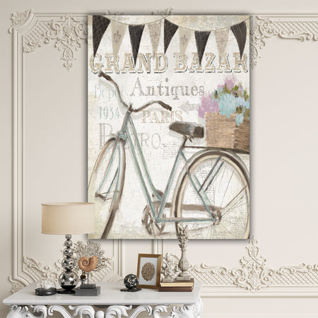 French Bicycle Flea Market II - French Country Gallery-wrapped Canvas