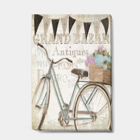 French Bicycle Flea Market II - French Country Gallery-wrapped Canvas