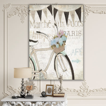 French Bicycle Flea Market I - French Country Canvas Artwork