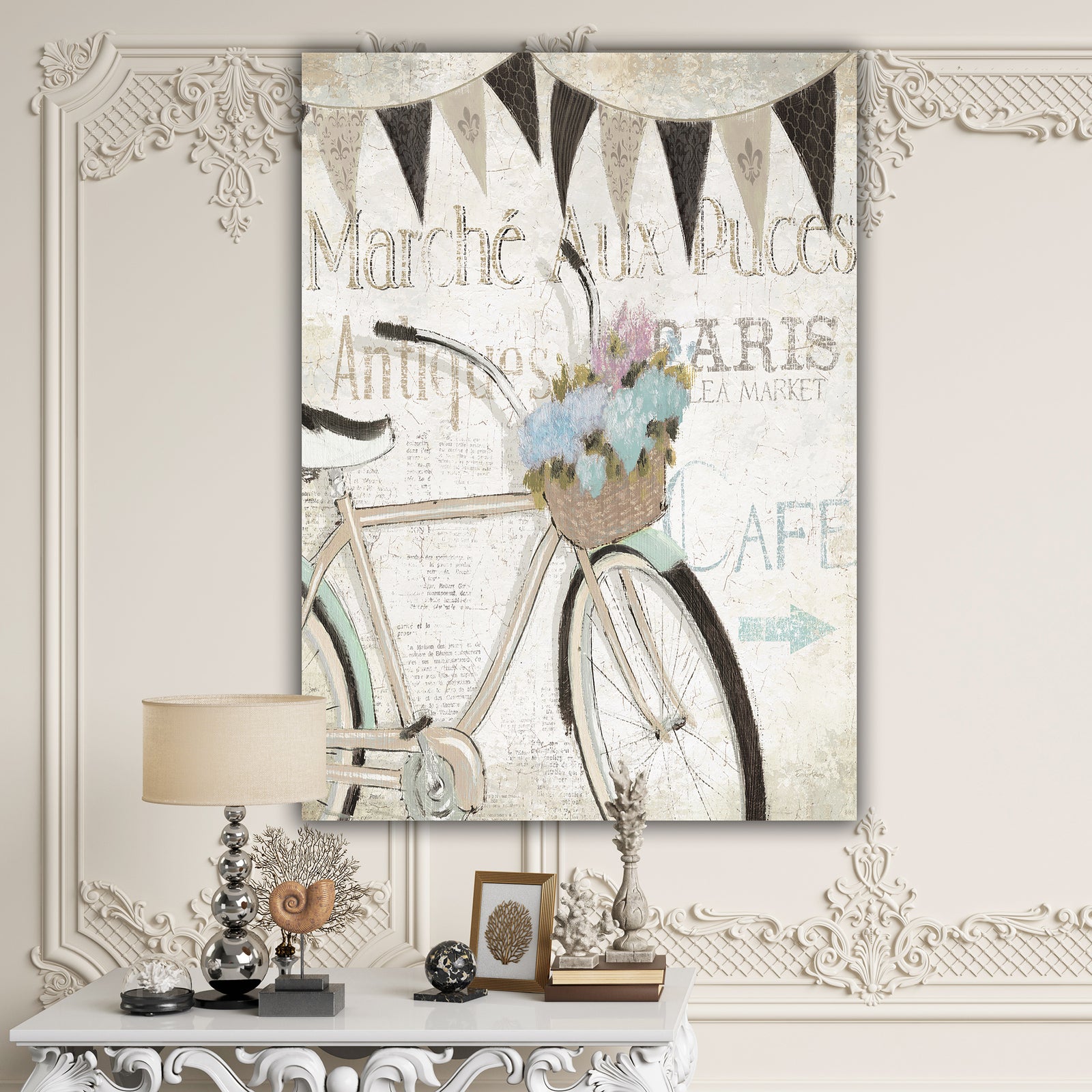 French Bicycle Flea Market I - French Country Canvas Artwork
