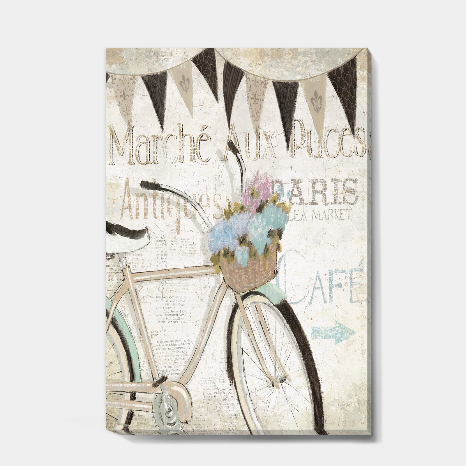 French Bicycle Flea Market I - French Country Canvas Artwork
