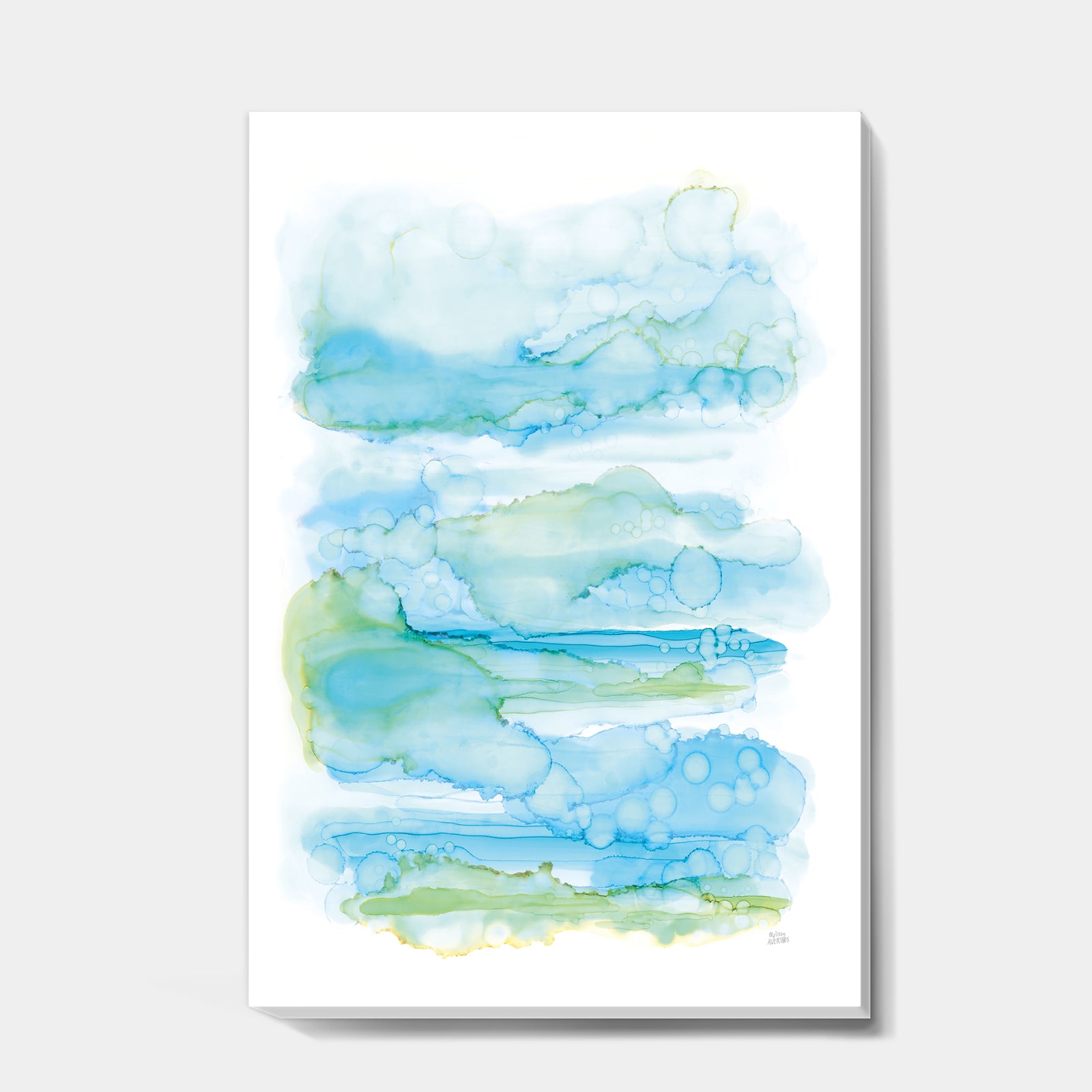 Goache of Abstract Blue and Green - Modern Canvas Art