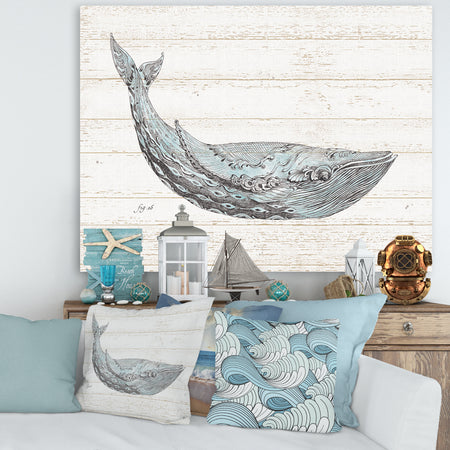 Blue Whale Watercolor - Nautical & Coastal Gallery-wrapped Canvas