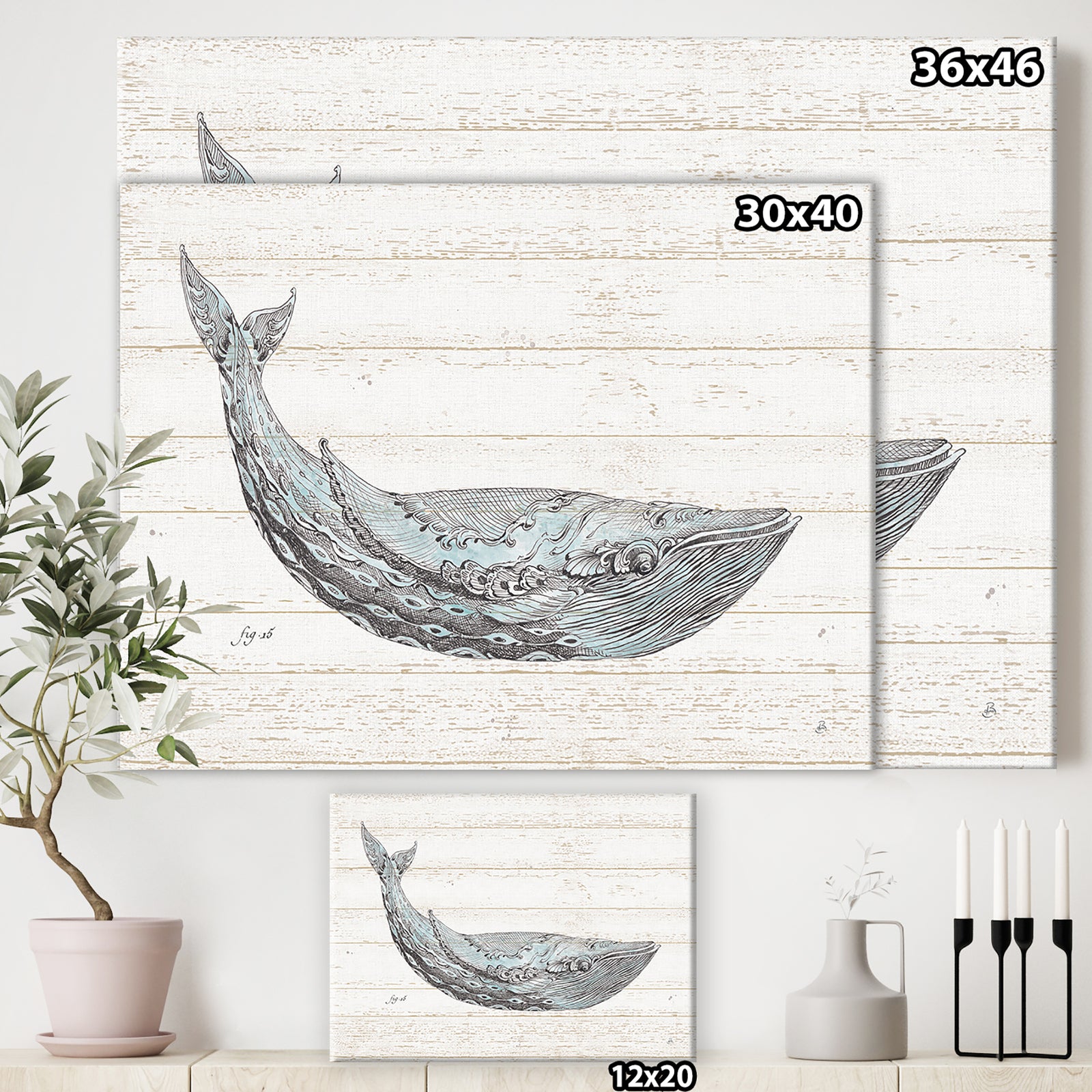Blue Whale Watercolor - Nautical & Coastal Gallery-wrapped Canvas