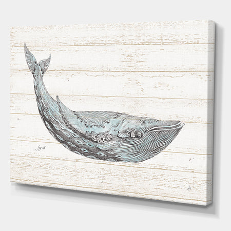 Blue Whale Watercolor - Nautical & Coastal Gallery-wrapped Canvas