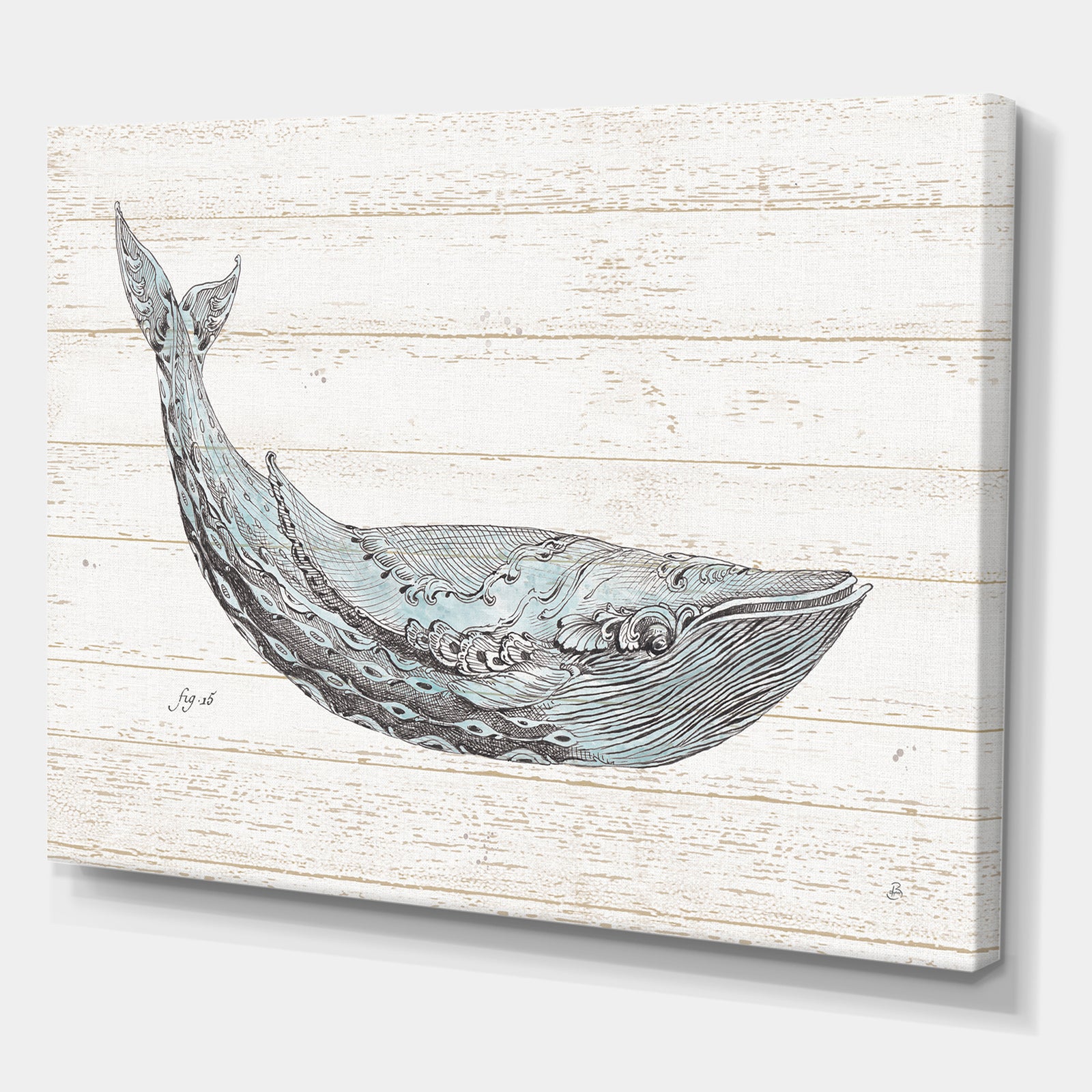 Blue Whale Watercolor - Nautical & Coastal Gallery-wrapped Canvas