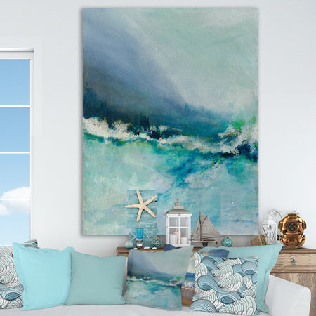 Indigo Abstract Watercolor Blue - Nautical & Coastal Canvas Artwork