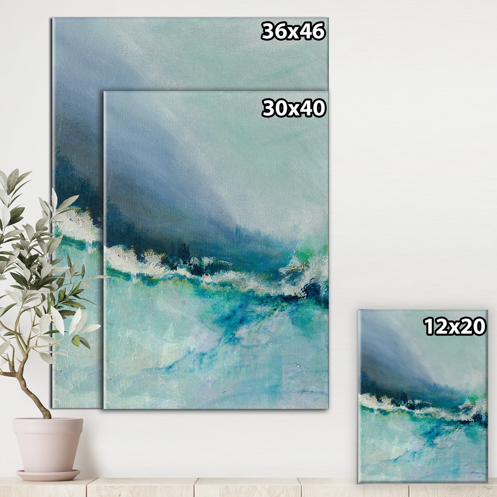 Indigo Abstract Watercolor Blue - Nautical & Coastal Canvas Artwork