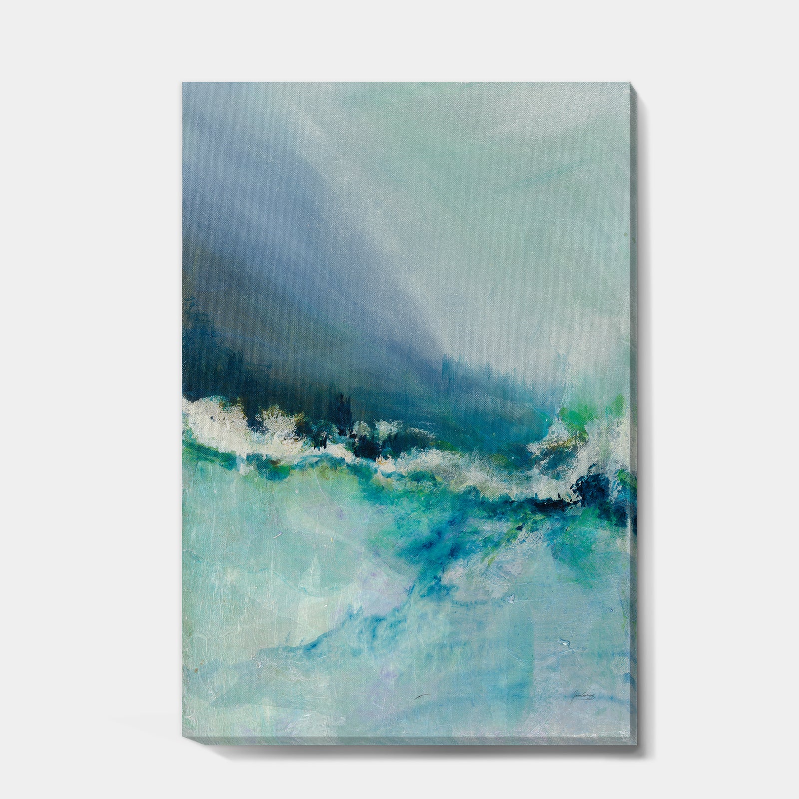 Indigo Abstract Watercolor Blue - Nautical & Coastal Canvas Artwork