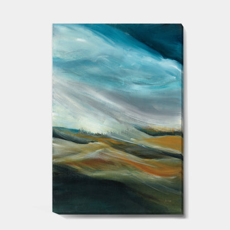 Watercolor Desert Storm Abstract Blue - Cottage Premium Canvas Wall Art
