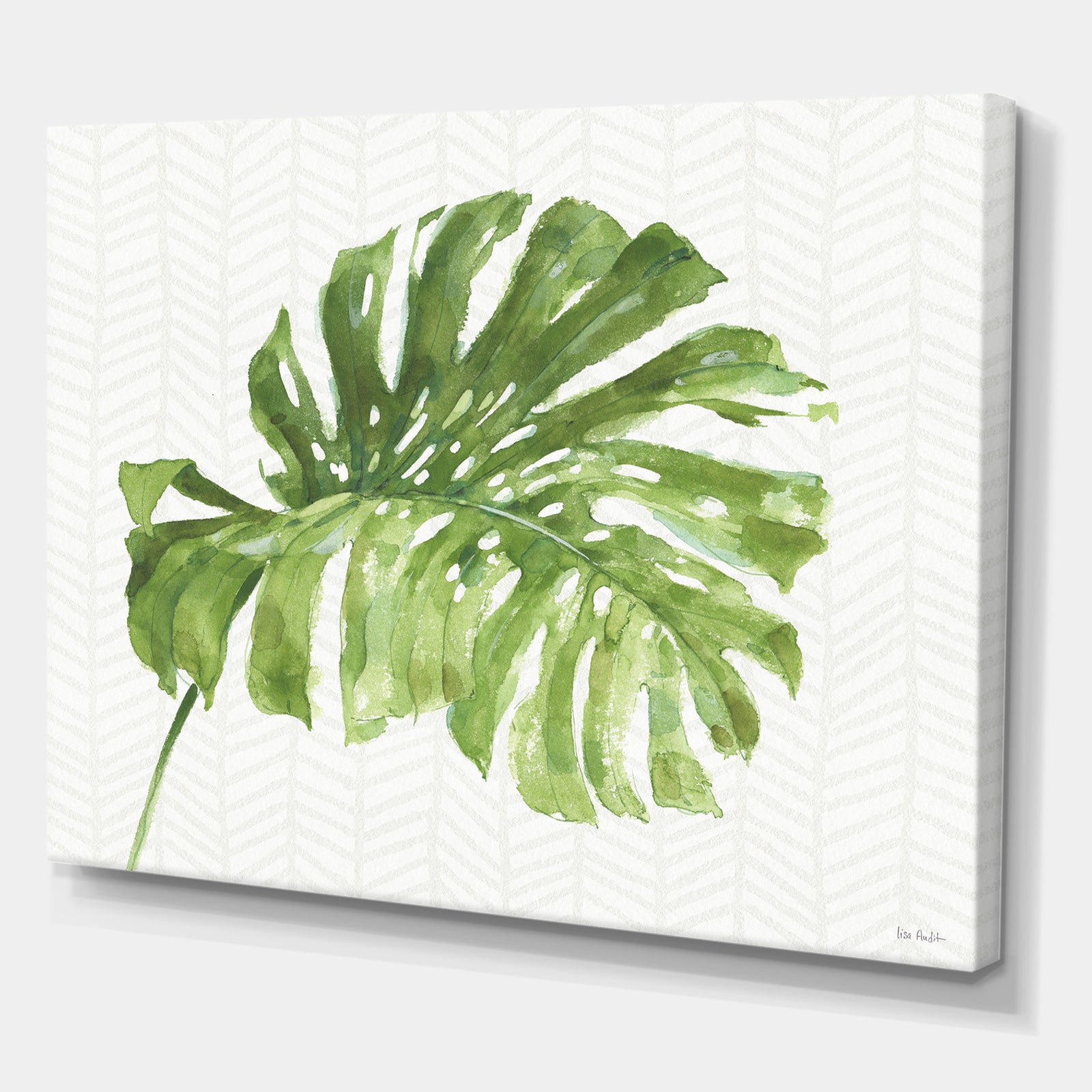 Mixed Botanical Green Leaves V - Cottage Canvas Art