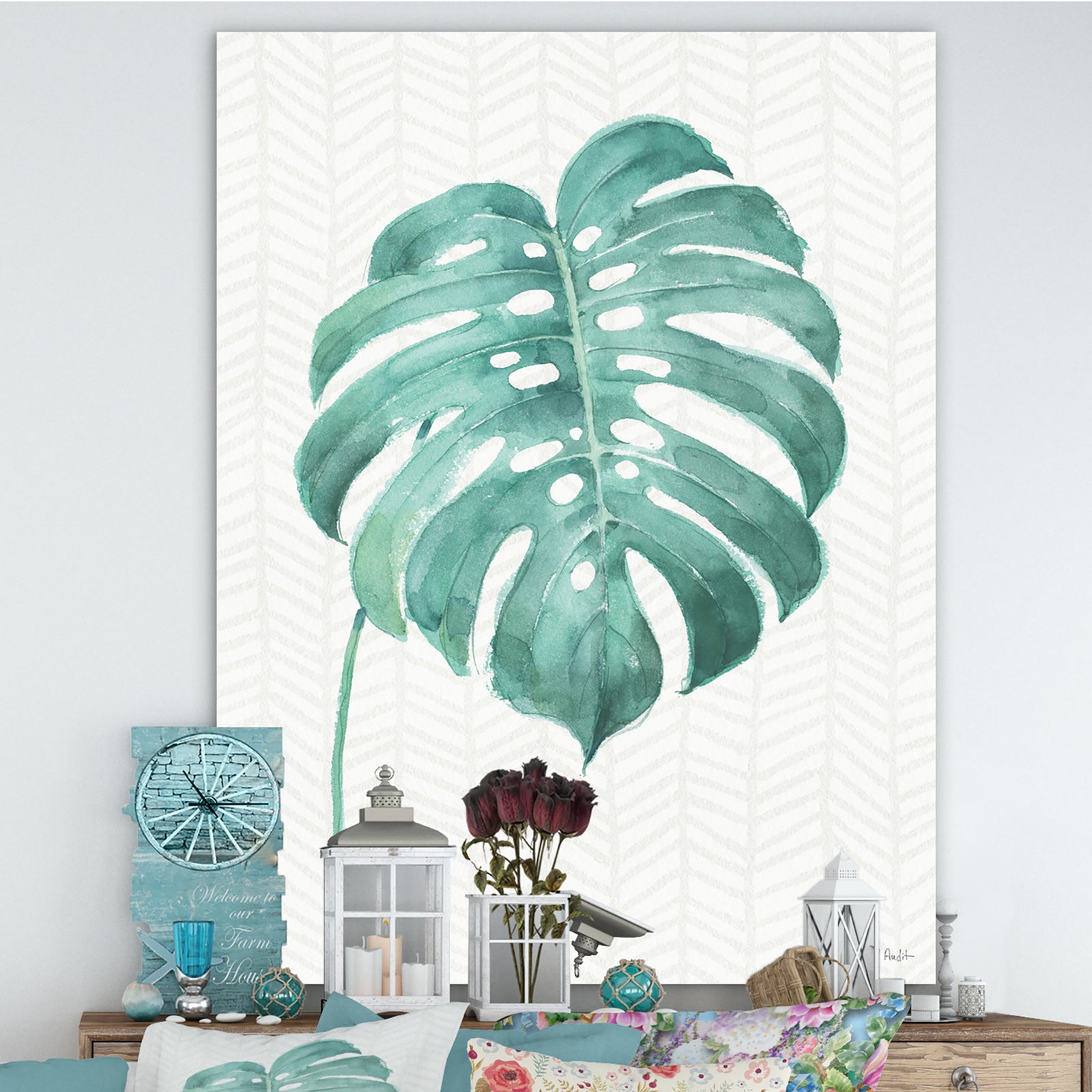 Mixed Botanical Green Leaves VI - Cottage Premium Canvas Wall Art
