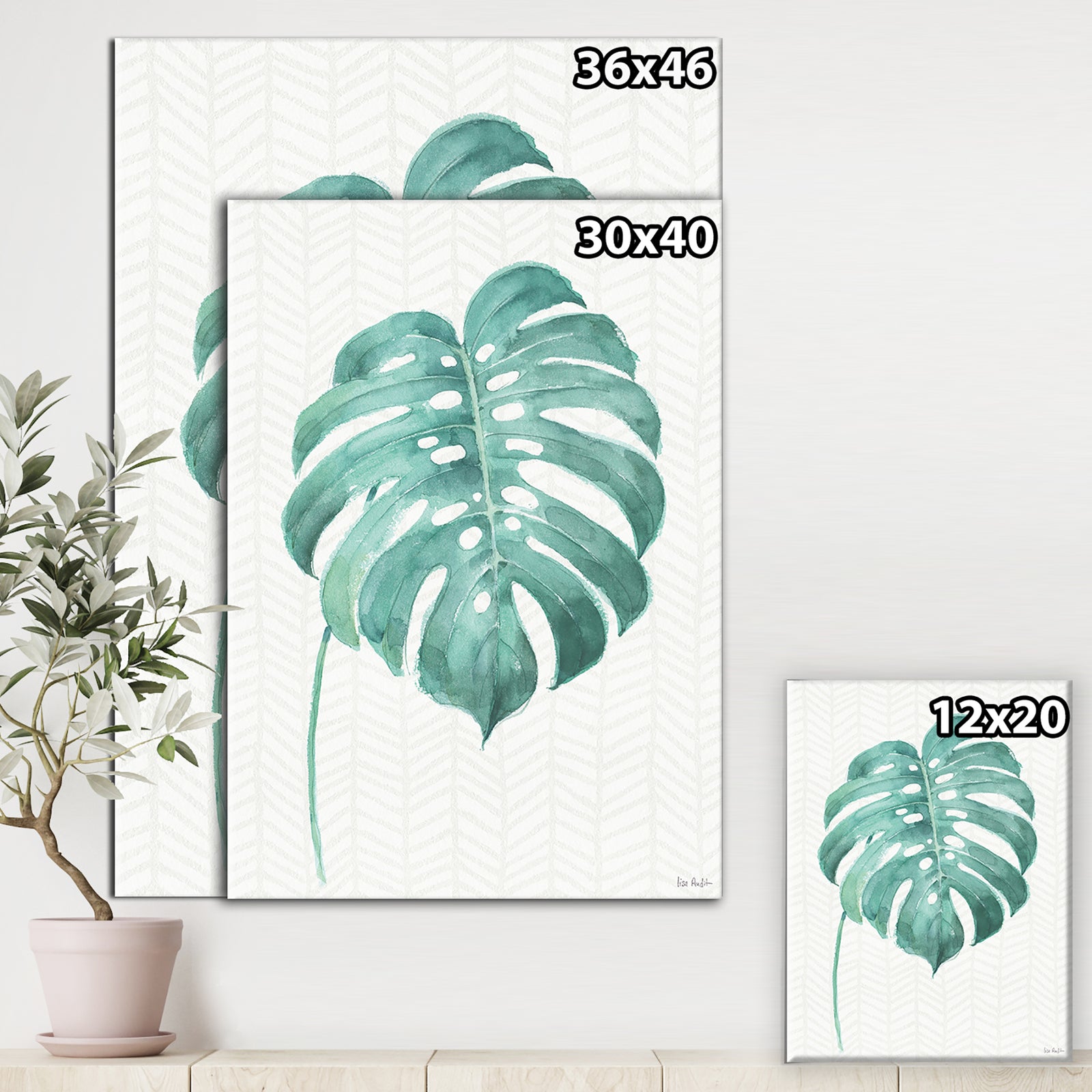 Mixed Botanical Green Leaves VI - Cottage Premium Canvas Wall Art
