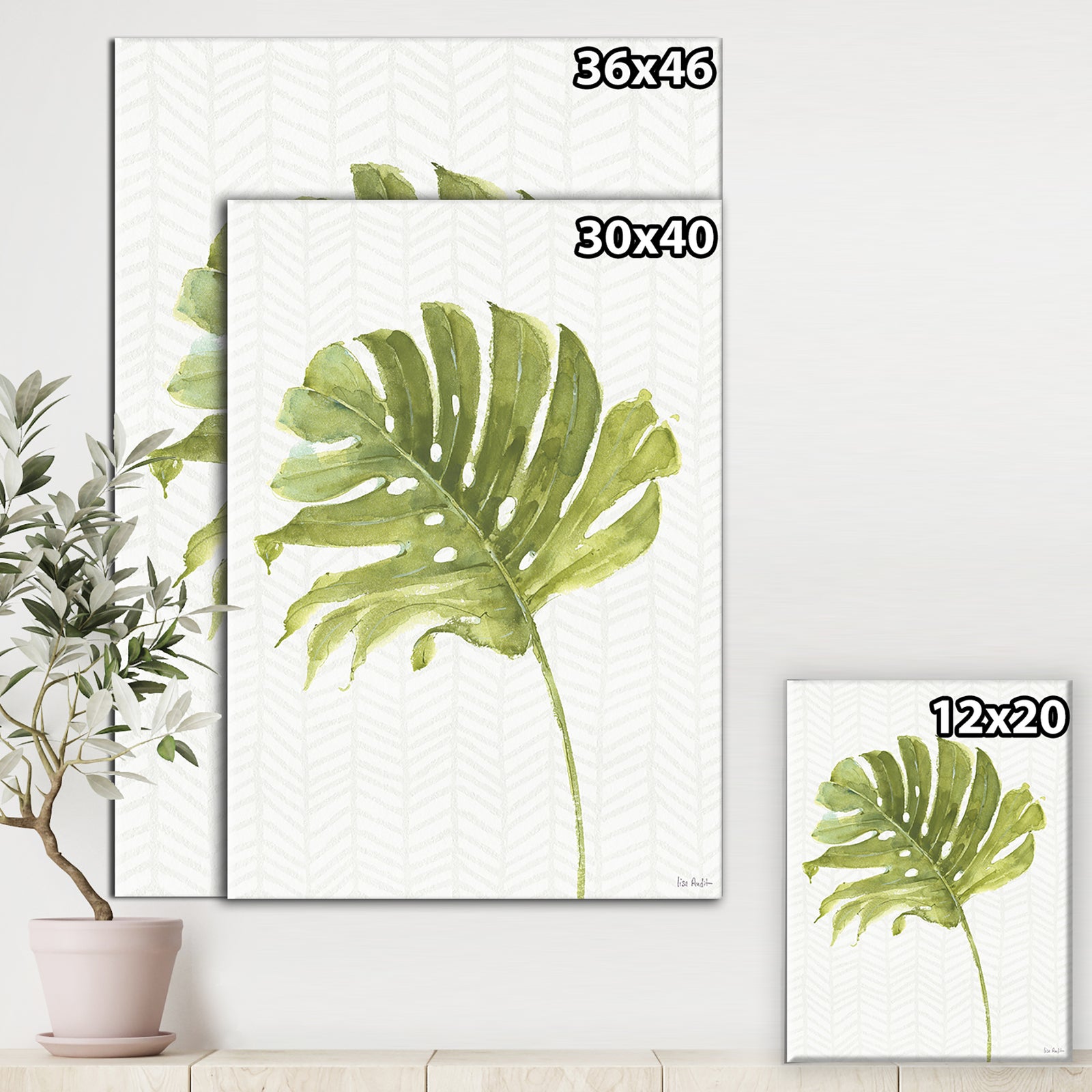 Mixed Botanical Green Leaves VII - Cottage Gallery-wrapped Canvas