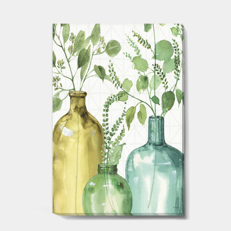Mixed Botanical Green Leaves IX - Cottage Canvas Art