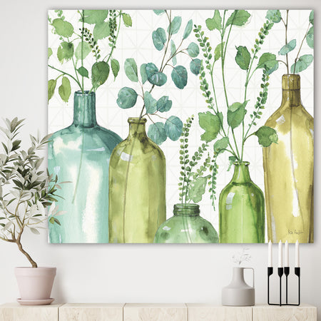 Mixed Botanical Green Leaves I0 - Cottage Premium Canvas Wall Art