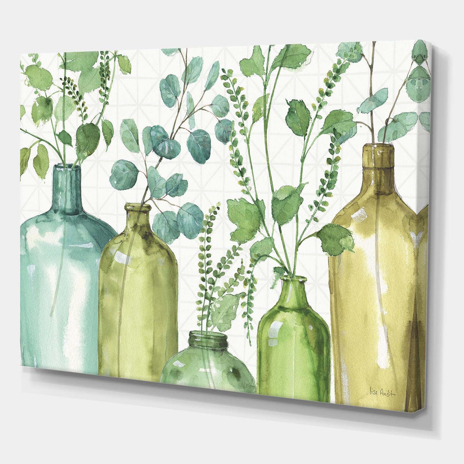 Mixed Botanical Green Leaves I0 - Cottage Premium Canvas Wall Art