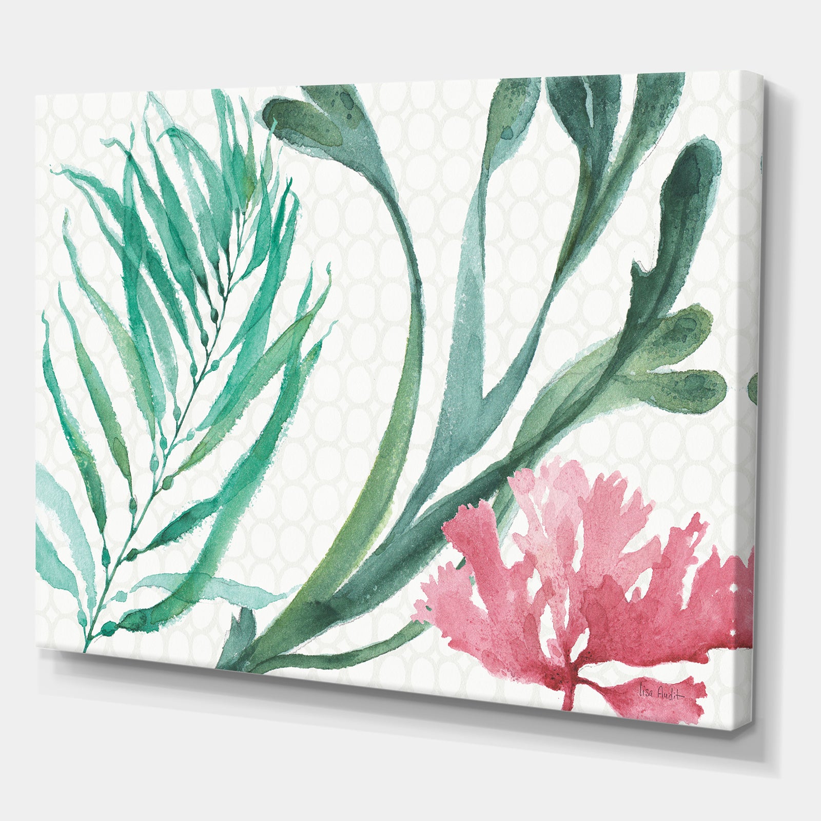 Mixed Botanical Green Leaves III - Farmhouse Canvas Artwork