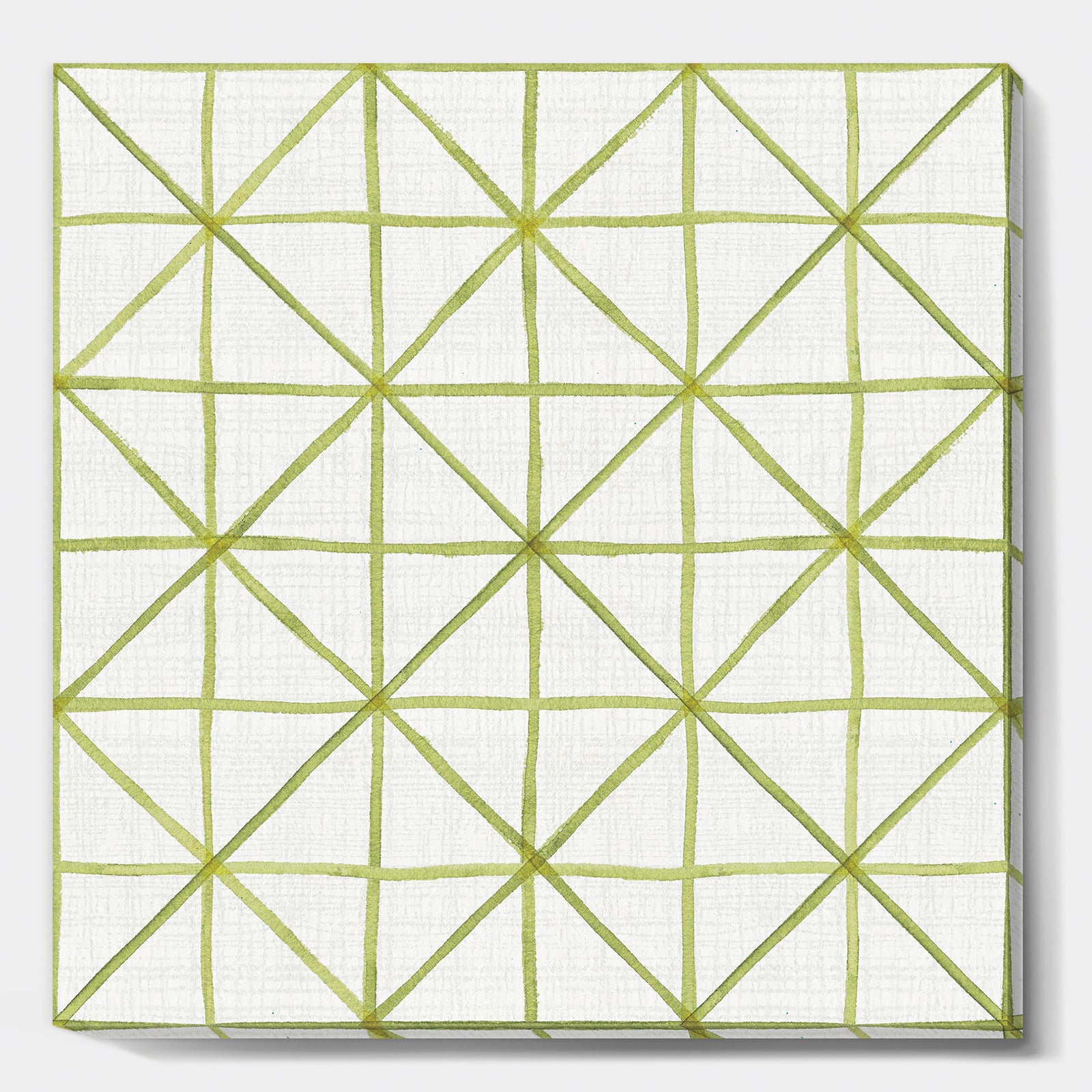 geometric Green Triangle II - Mid-Century Modern Transitional Gallery-wrapped Canvas
