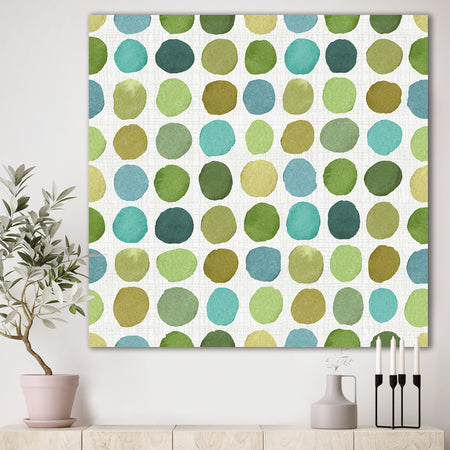 geometric Green Circle I - Mid-Century Modern Transitional Canvas Artwork