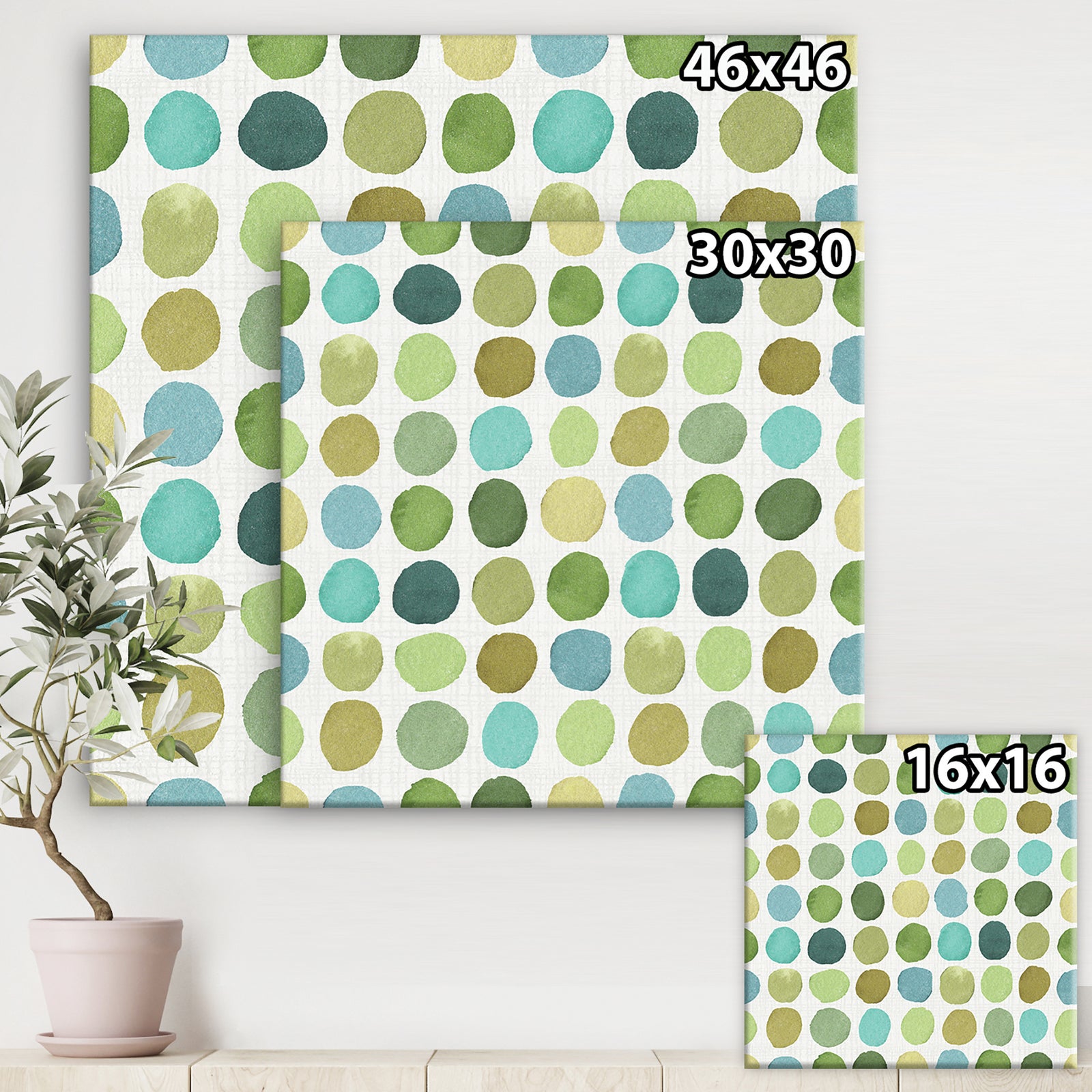geometric Green Circle I - Mid-Century Modern Transitional Canvas Artwork