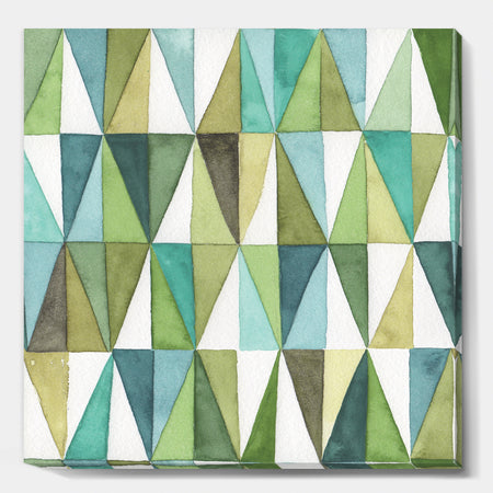 geometric Green Triangle III - Mid-Century Modern Transitional Canvas Art