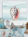 Gilded Sea Horn Shell on Blue - Nautical & Coastal Canvas Artwork