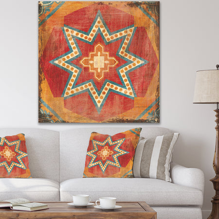 Moroccan Orange Tiles Collage I - Bohemian Chic Premium Canvas Wall Art